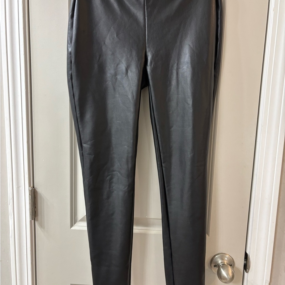 NWT LOFT Black Faux Leather Leggings - Picture 3 of 6